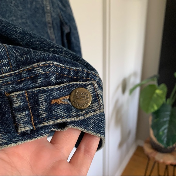 Vintage 1980s Lee Riders Dark Rinse Acid Washed Jean Denim Jacket Sz L Unisex - Picture 4 of 16